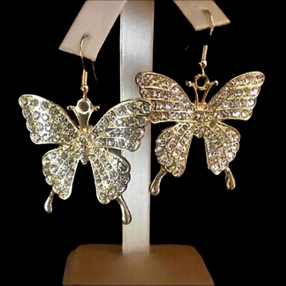 NWT! NATASHA Gold BUTTERFLY EARRINGS - Picture 2 of 5